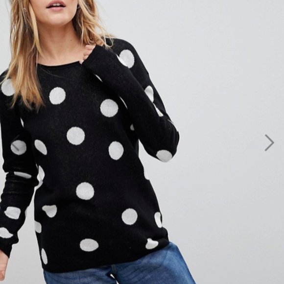 Asos B. Young Black & White Polka Dot Sweater - Picture 1 of 8